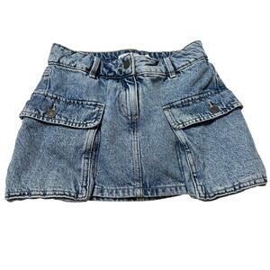Garage Denim Micro‎ Mini Cargo Skirt Womens XXS Blue Wash Casual Y2K Organic
